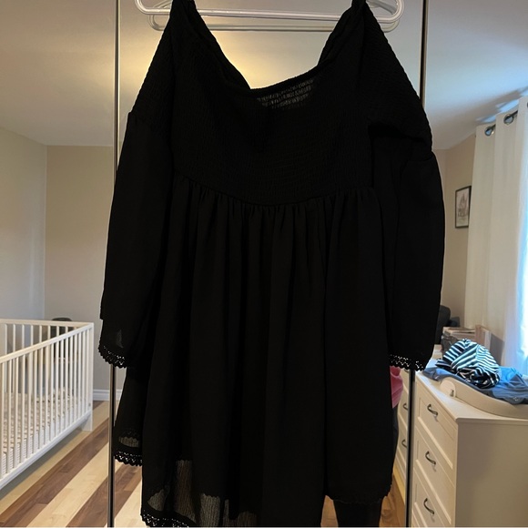 Torrid black smocked off-shoulder swim cover-up - Picture 2 of 5